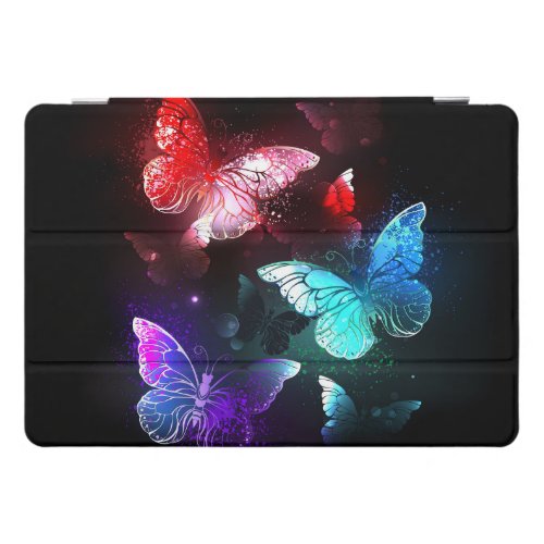 Three Glowing Butterflies on night background iPad Pro Cover