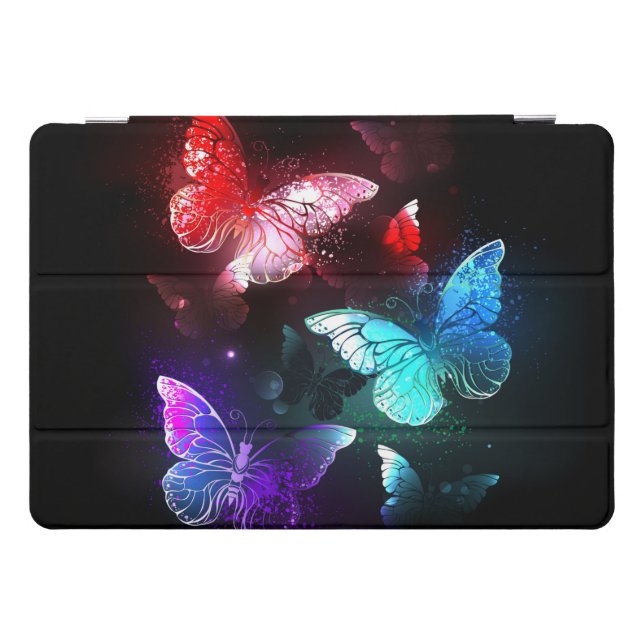 Three Glowing Butterflies on night background iPad Pro Cover (Horizontal)
