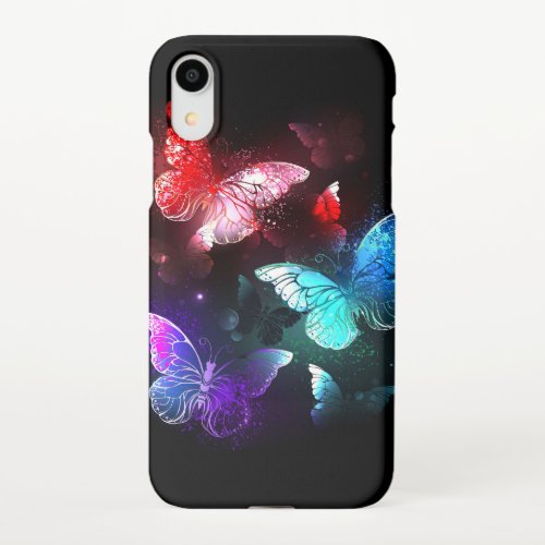 Three Glowing Butterflies on night background iPhone XR Case