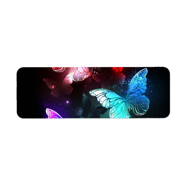 Three Glowing Butterflies on night background Label (Front)