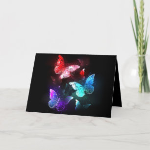 Three Glowing Butterflies on night background Letterpress Thank You Card