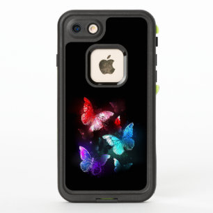 Three Glowing Butterflies on night background