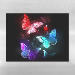 Three Glowing Butterflies on night background Magnetic Dry Erase Sheet