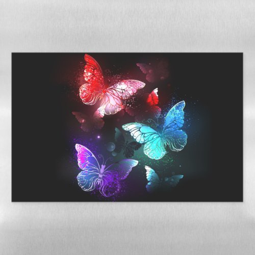 Three Glowing Butterflies on night background Magnetic Dry Erase Sheet