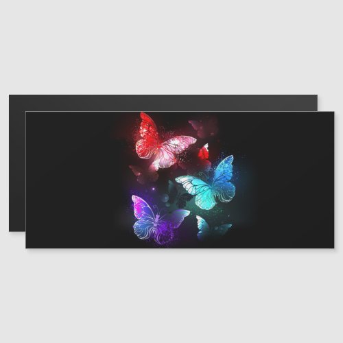 Three Glowing Butterflies on night background Magnetic Invitation