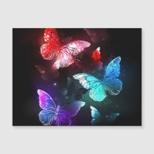 Three Glowing Butterflies on night background Magnetic Invitation