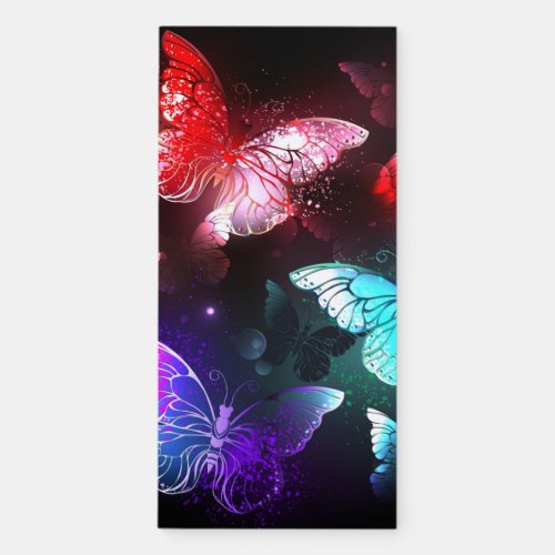 Three Glowing Butterflies on night background Magnetic Notepad