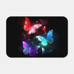 Three Glowing Butterflies on night background Metal Sign