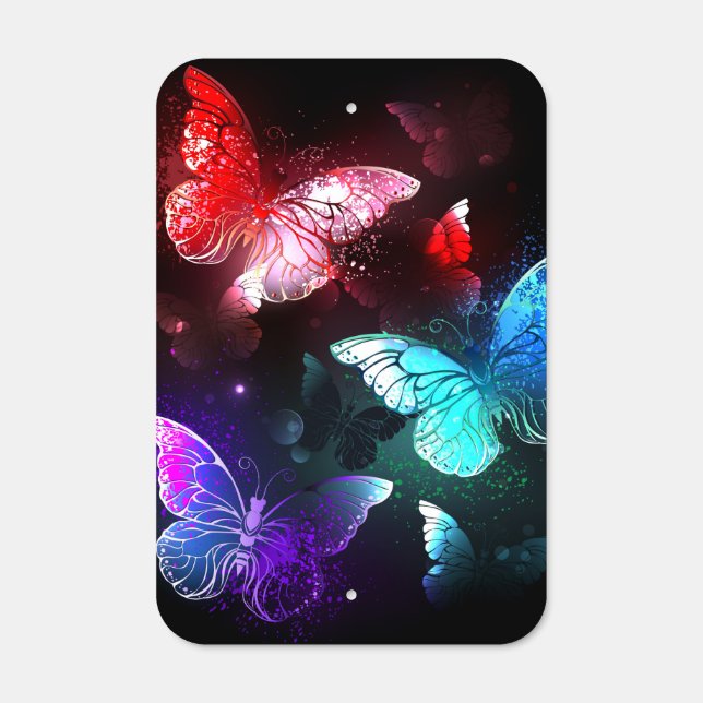 Three Glowing Butterflies on night background Metal Sign (Front)