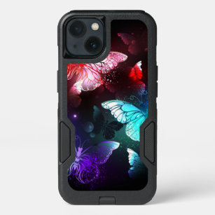 Three Glowing Butterflies on night background iPhone 13 Case