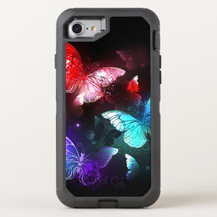 Three Glowing Butterflies on night background OtterBox Defender iPhone SE/8/7 Case