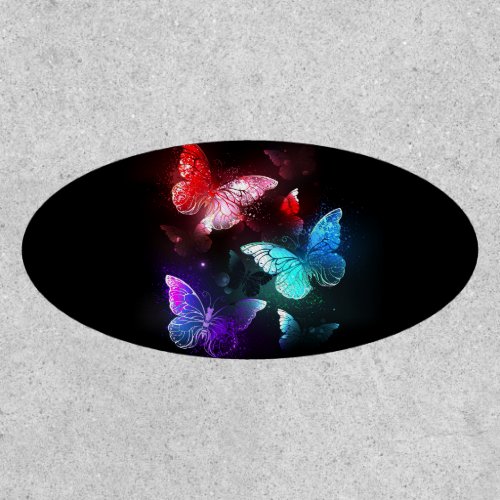 Three Glowing Butterflies on night background Patch