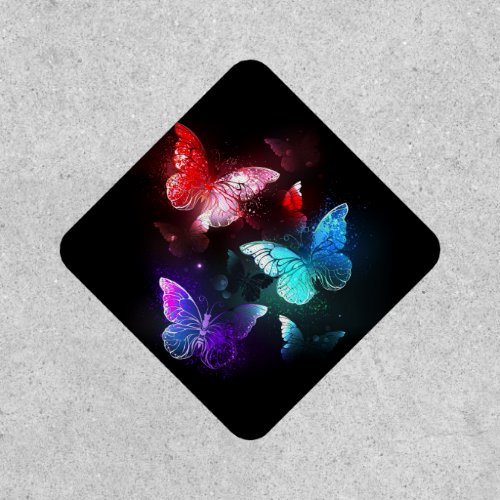 Three Glowing Butterflies on night background Patch