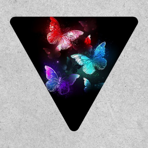 Three Glowing Butterflies on night background Patch