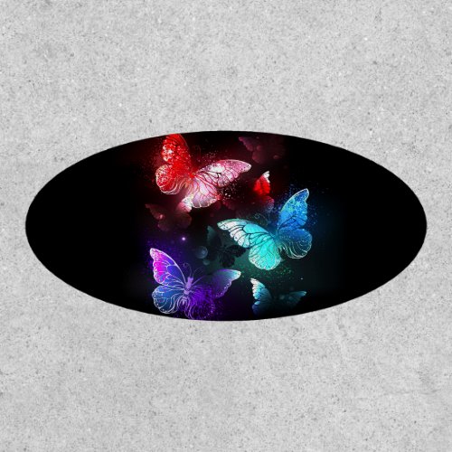 Three Glowing Butterflies on night background Patch