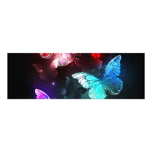 Three Glowing Butterflies on night background Photo Print