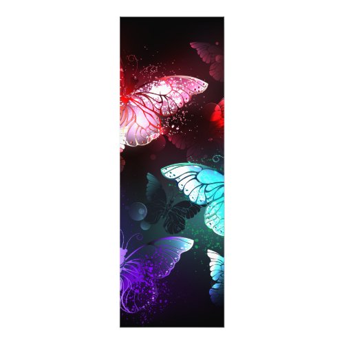 Three Glowing Butterflies on night background Photo Print