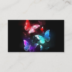 Three Glowing Butterflies on night background Place Card
