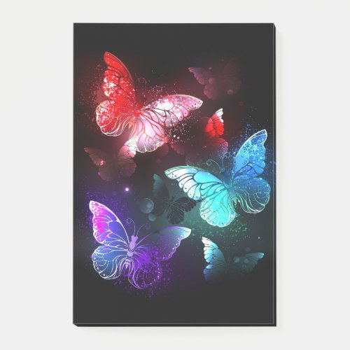 Three Glowing Butterflies on night background Post_it Notes