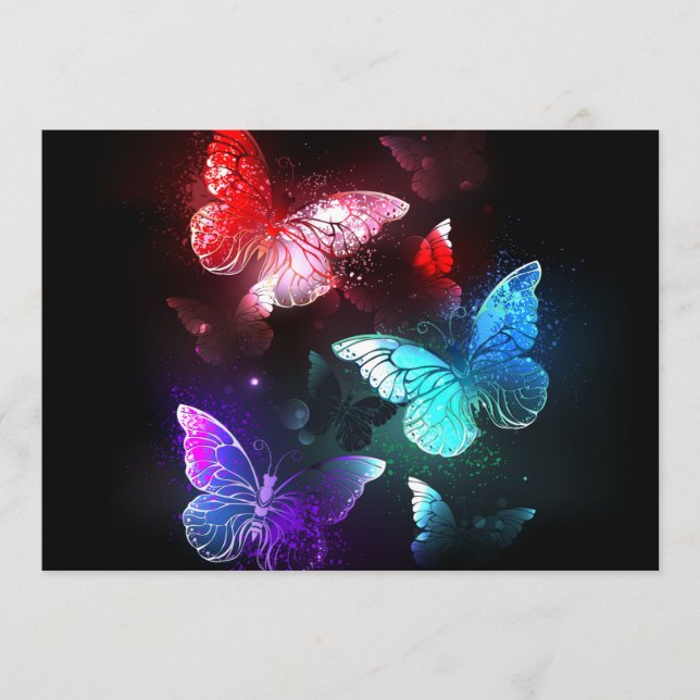 Three Glowing Butterflies on night background Program (Front)