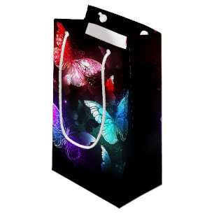 Three Glowing Butterflies on night background Small Gift Bag