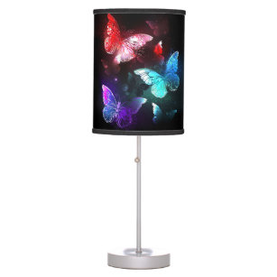 Three Glowing Butterflies on night background Table Lamp