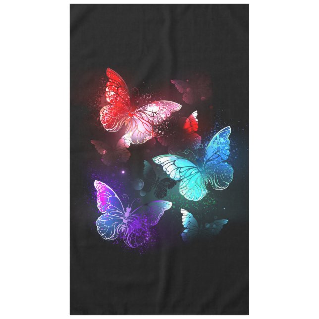 Three Glowing Butterflies on night background Tablecloth (Front)