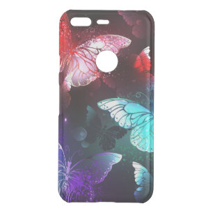 Three Glowing Butterflies on night background Uncommon Google Pixel Case