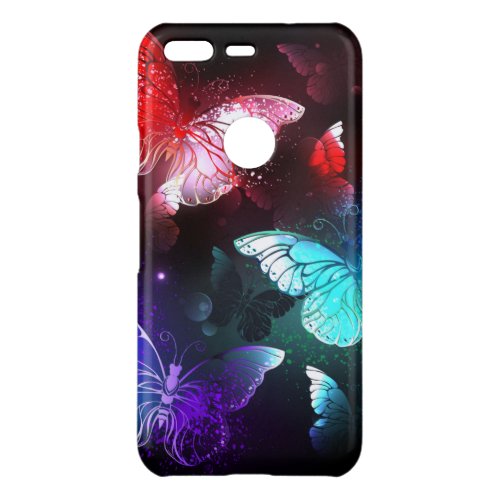 Three Glowing Butterflies on night background Uncommon Google Pixel Case