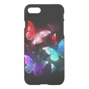 Three Glowing Butterflies on night background iPhone SE/8/7 Case