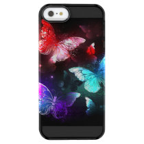 Three Glowing Butterflies on night background Clear iPhone SE/5/5s Case