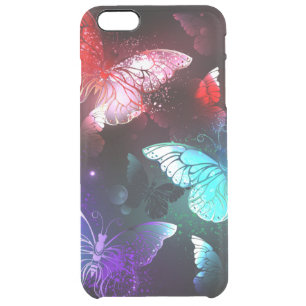 Three Glowing Butterflies on night background Clear iPhone 6 Plus Case