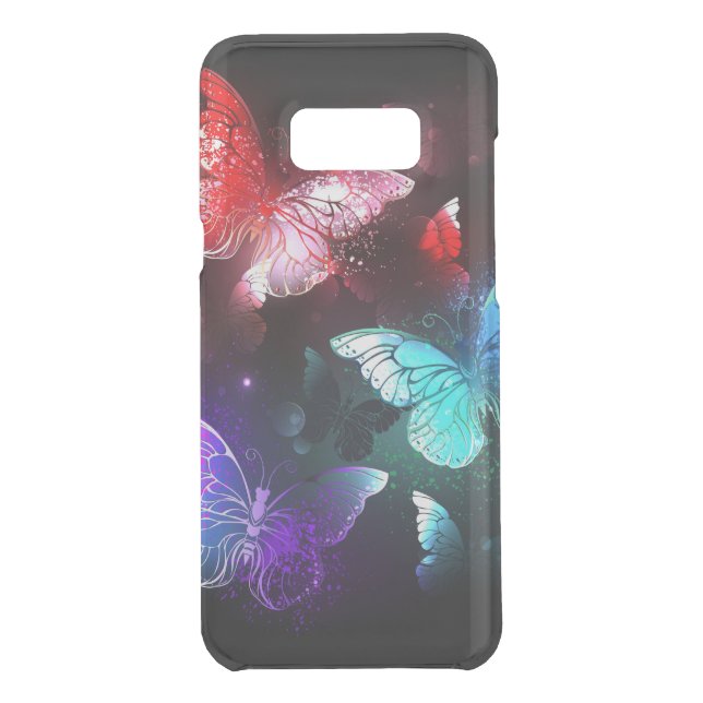 Three Glowing Butterflies on night background Uncommon Samsung Galaxy Case (Back)