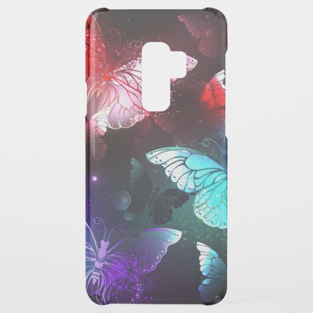 Three Glowing Butterflies on night background Uncommon Samsung Galaxy Case (Back)