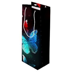 Three Glowing Butterflies on night background Wine Gift Bag