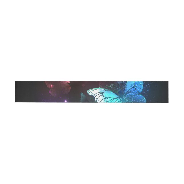 Three Glowing Butterflies on night background Wrap Around Address Label (Individual)