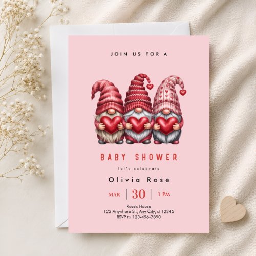 Three Gnome Baby Shower Invitation