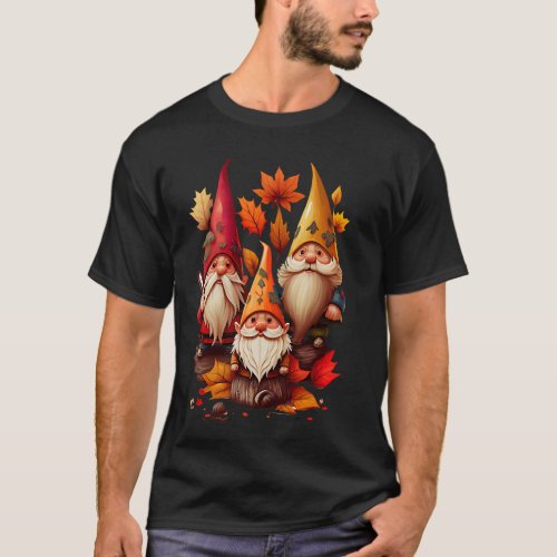 Three Gnome Dwarf Fall Thankful Autumn Colorful Le T_Shirt