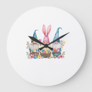Three Gnome Easter Gnome Easter Egg T-Shirt Large Clock