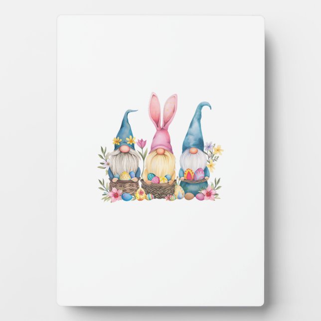 Three Gnome Easter Gnome Easter Egg T-Shirt Plaque (Front)
