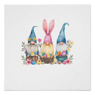 Three Gnome Easter Gnome Easter Egg T-Shirt Poster