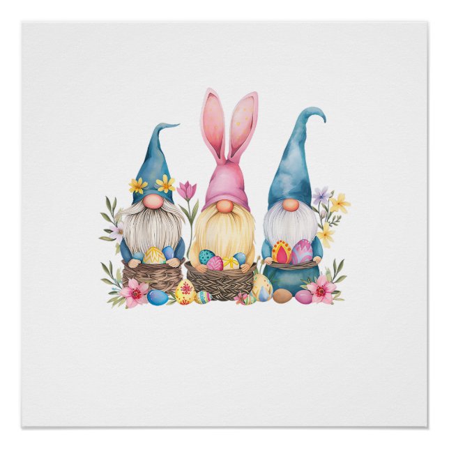 Three Gnome Easter Gnome Easter Egg T-Shirt Poster (Front)