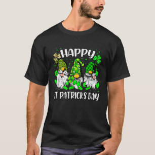 Three Gnome Happy St Patricks Day Irish Shamrock L T-Shirt