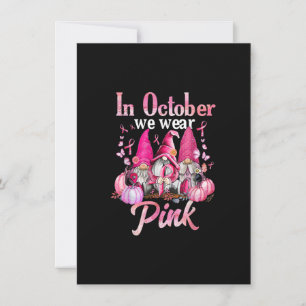 Three Gnome Pink Ribbon Breast Cancer Awareness Gn Invitation