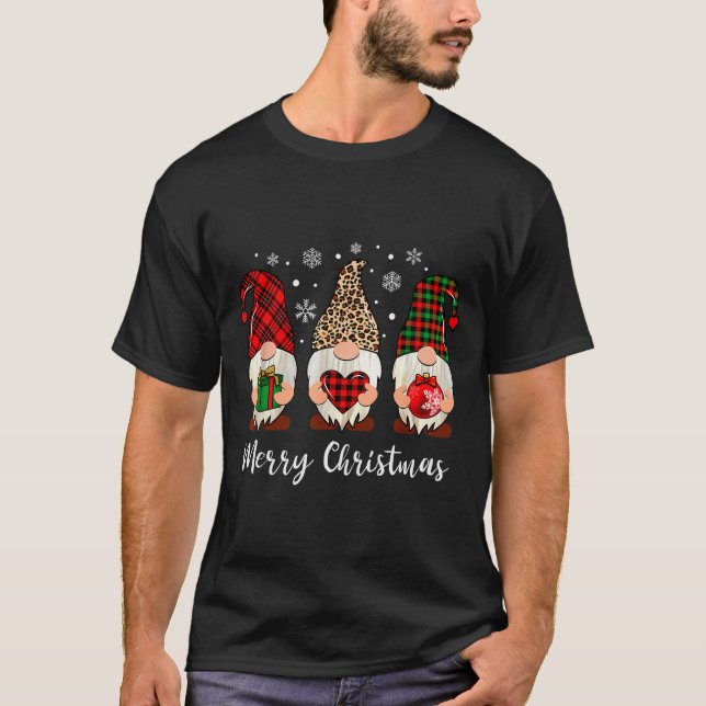 Three Gnome Shirt For Women Merry Christmas Buffal (Front)