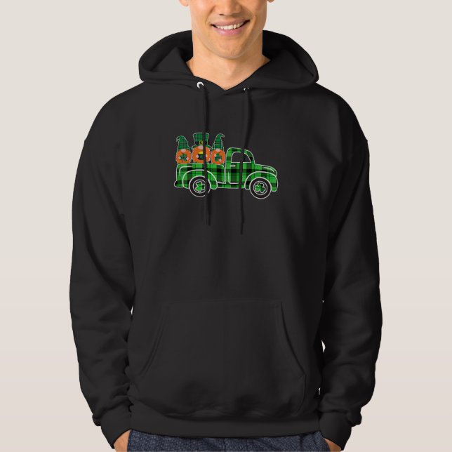 Three Gnome Truck Buffalo Plaid Happy St Patrick's Hoodie (Front)