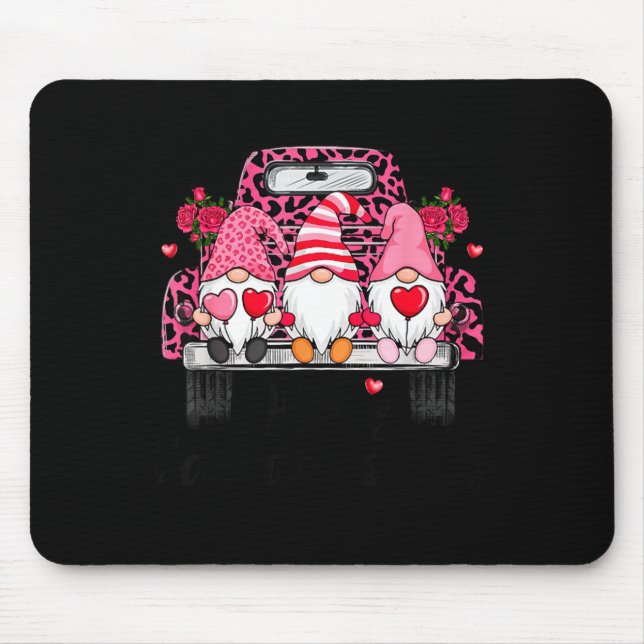 Three Gnomes And Leopard Truck Happy Valentine's D Mouse Pad (Front)