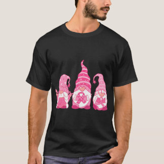 Three Gnomes Breast Cancer Awareness Support T-Shirt