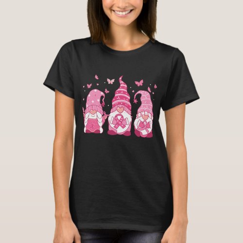 Three Gnomes Breast Cancer Awareness Support T_Shirt