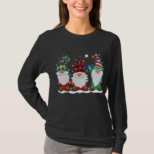 Three Gnomes Buffalo Plaid Hat Christmas Tree T_Shirt